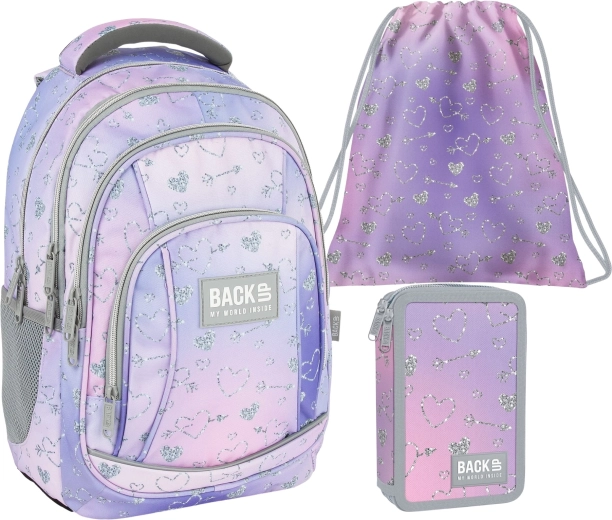 Schoolset BackUP Twinkle 3-in-1: rugzak, gevulde etui en gymtas