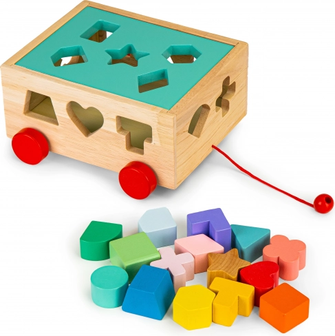 Houten Educatieve Kar met Blokken voor Kinderen