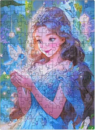 Puzzel Blauwe fee met glitters, 100 stukjes