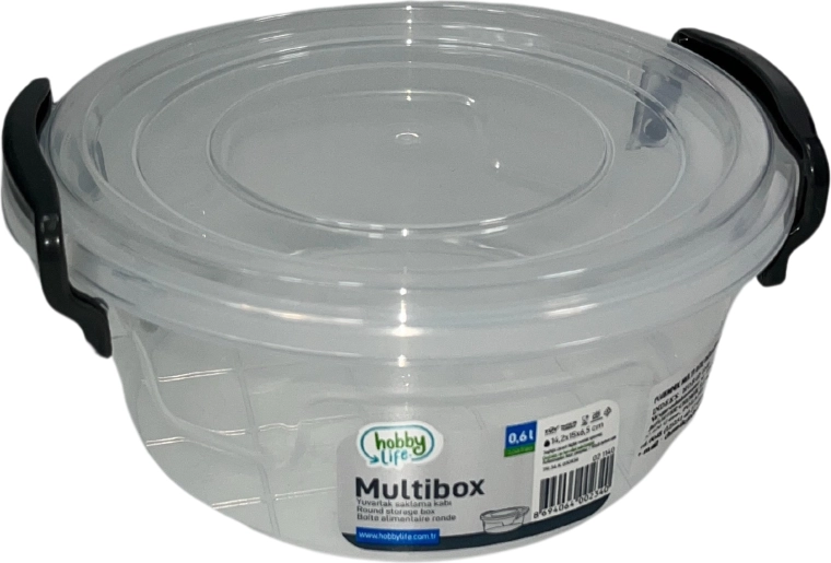 Kunststof ronde voedseldoos 600 ml met deksel