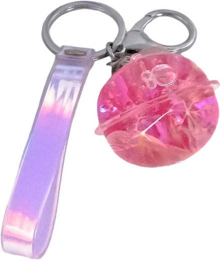 Sleutelhanger met glitterbol 4 cm en karabijnhaak - 1 stuk
