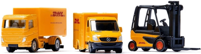 Gedetailleerde voertuigen in DHL-design