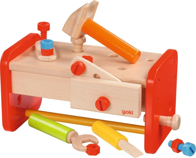 Houten kinderwerkbank met opbergbox
