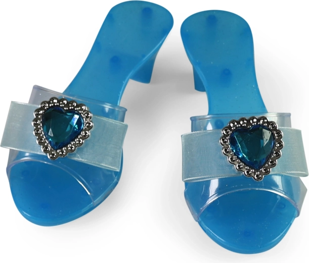 Glinsterende blauwe muiltjes voor een prinsessenstap