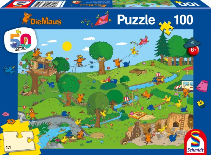 Schmidt Spiele Die Maus: in het speelpark - kinderpuzzel 100 stukjes