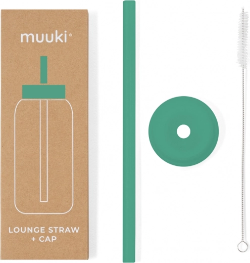 MUUKI Lounge rietje en deksel in matgroene kleur