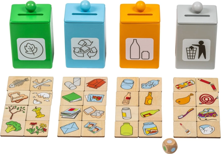 Afbeeldingskaarten en dobbelsteen voor meer spelvarianten
