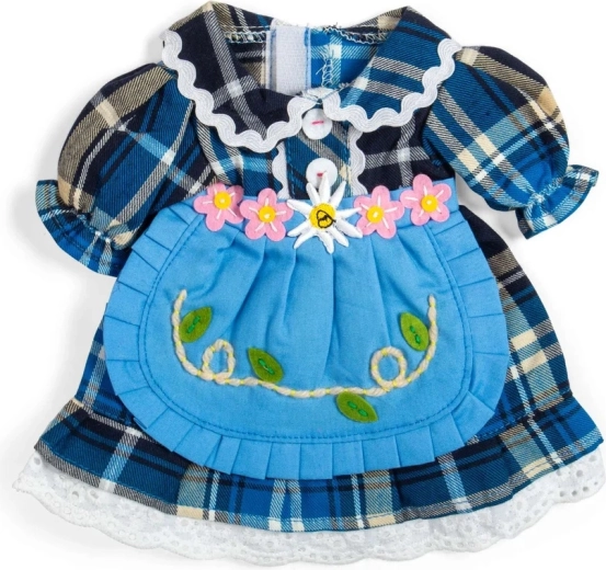 Bigjigs Toys blauwe geruite jurk voor pop 34 cm