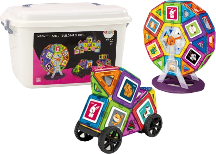 Magnetische constructieset in koffertje 118 stuks – waterrad en gebouwen
