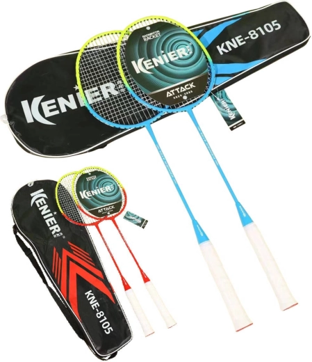 Badmintonset Kenier met hoes, 2 rackets en 5 shuttles