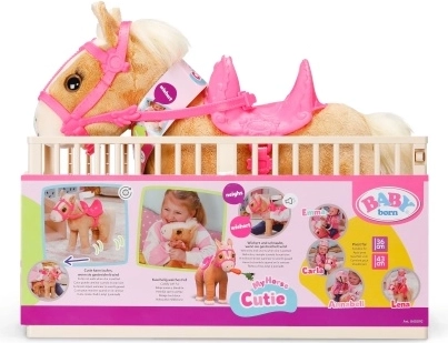 BABY born lopend paard Cutie met draagbare stal