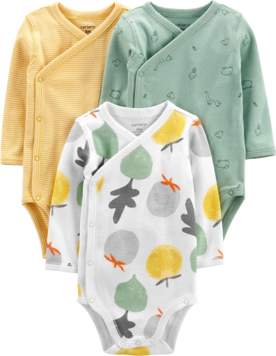 Carter’s romper met lange mouwen Veggies, neutraal, 3 stuks, maat 46