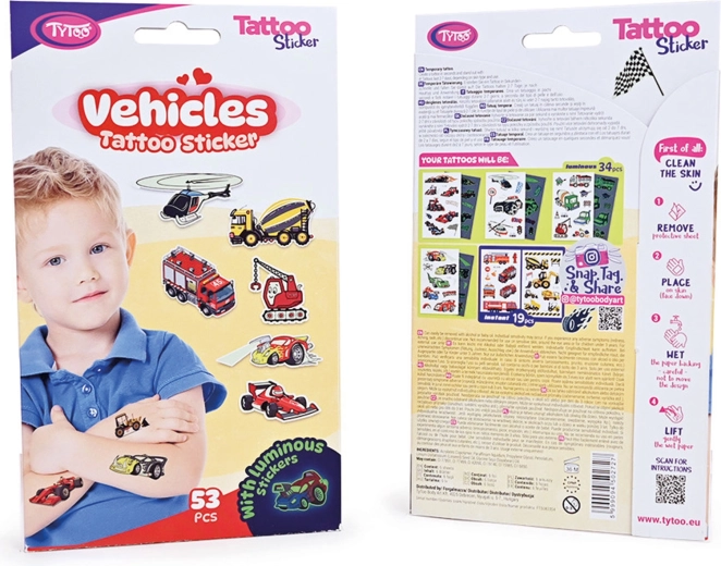 Set tijdelijke tatoeagestickers met autothema