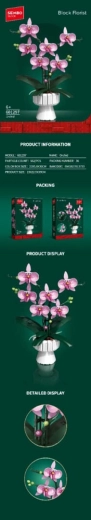 Bouwset roze orchidee in bloempot, 562 onderdelen