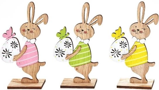 Paasdecoratie houten konijntje