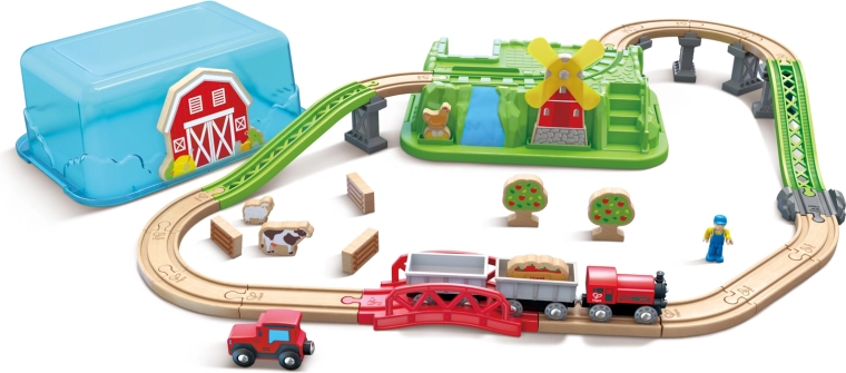 Treinbaan in doos trein in de natuur