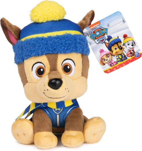 Pluchen Chase van Paw Patrol met wintermuts 18 cm