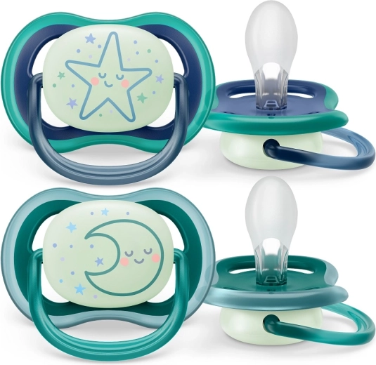 Philips Avent fopspeen Ultra Air nacht 6–18 mnd, voor jongens, 2 stuks
