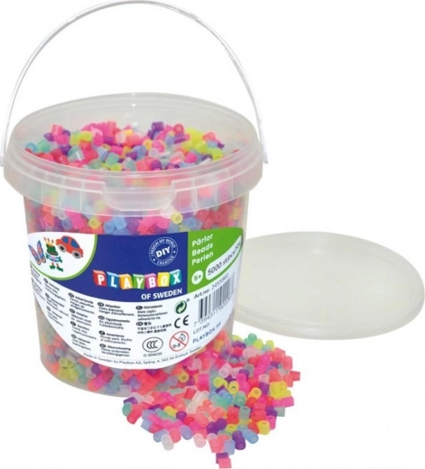 Playbox strijkkralen in emmer met glitters 5000 stuks