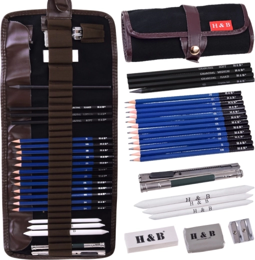 Schets- en tekenetui-set H&B (25 delen)