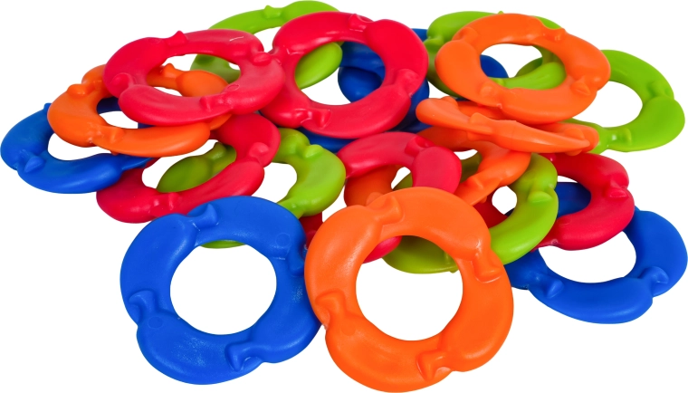 20 gekleurde ringen voor een spel met maximaal vier spelers