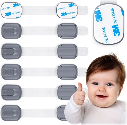 RICOKIDS kindersloten voor kasten, 6 stuks, grijs