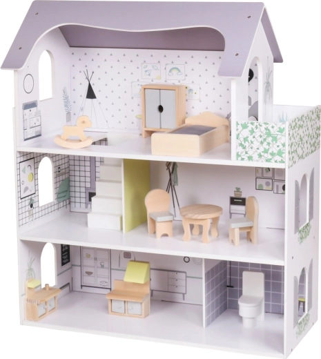 Houten poppenhuis rose montessori baby mix