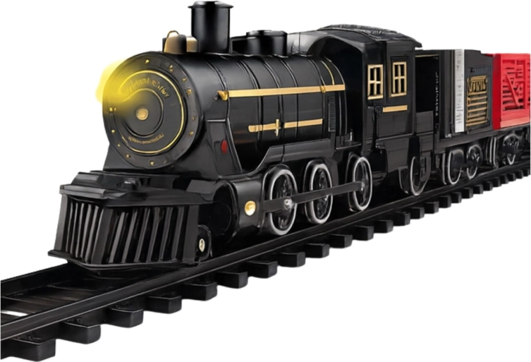 Verlichte stoomlocomotief met gedetailleerde afwerking