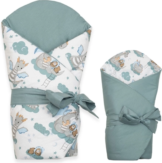 Dubbelzijdige baby inbakerdoek New Baby Draakje 80 × 80 cm