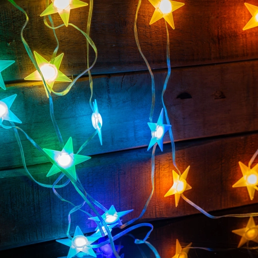 Slimme RGB-ledlichtslinger met sterren, USB, 5 m, Bluetooth