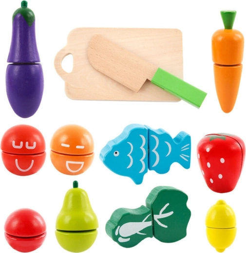 Snijplank en houten mes voor kokje spelen