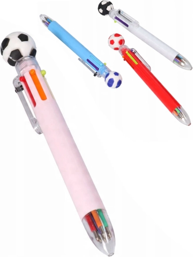 Kinder zes-kleuren balpen met voetbalmotief - 1 stuk
