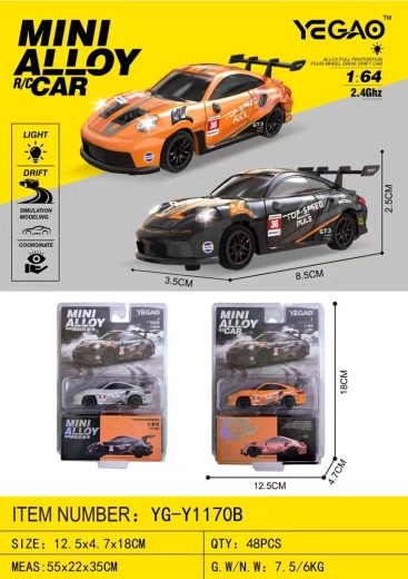 Radiografisch bestuurde mini driftauto 1:64 top speed oranje - 1 stuk