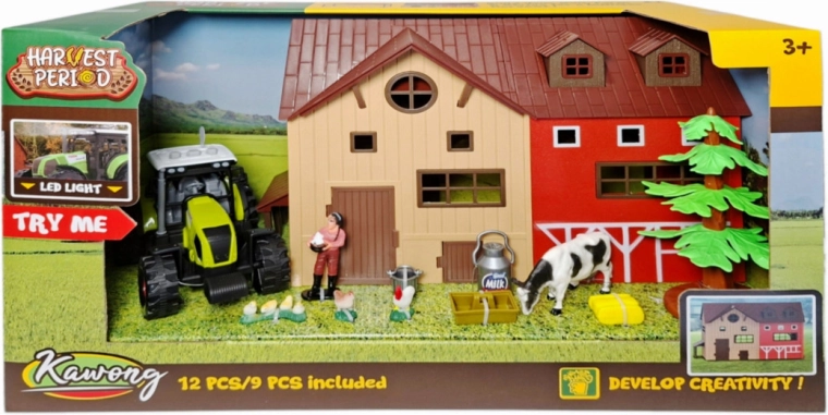 Boerderijset met tractor met licht en geluid