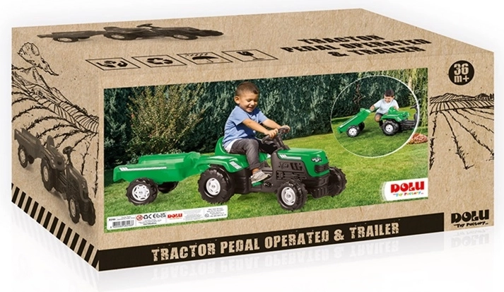 Dolu traptractor met aanhanger groen