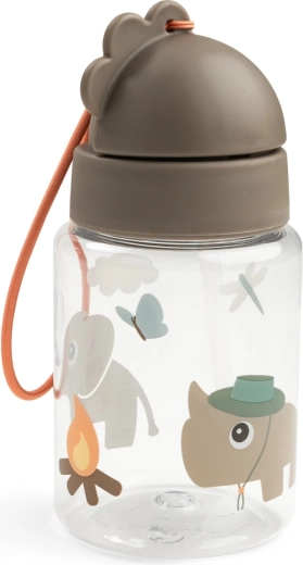 Done by Deer drinkfles met rietje Tiny trails zandkleurig 280 ml