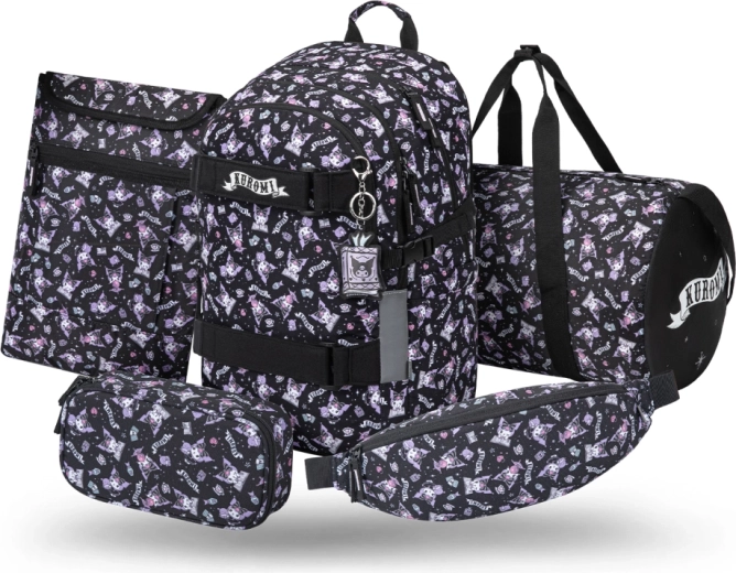 Set van 5 Baagl Skate Kuromi black – rugzak, etui, sporttas, heuptas en laptophoes