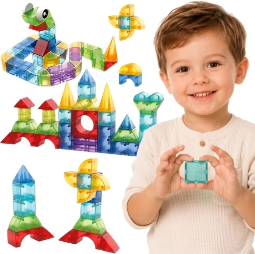 Woopie magnetische bouwblokjes 3D educatieve set 63 delen