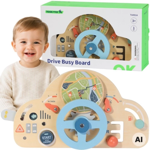 Tooky Toy houten educatief stuur voor kinderen 3+