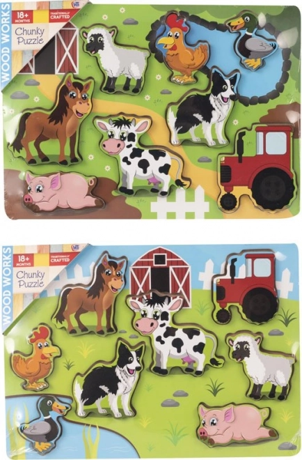 Houten inlegpuzzel Boerderij