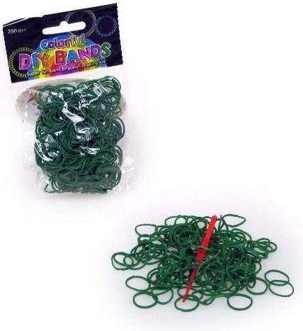 Set elastische loom elastiekjes voor het maken van sieraden donkergroen 250 stuks