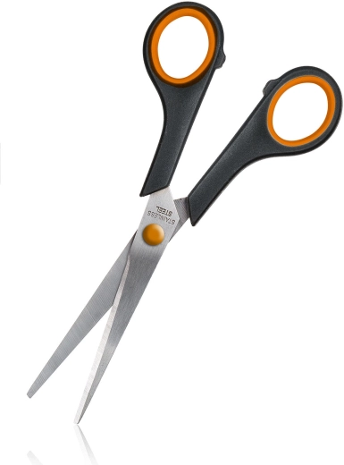 Roestvrijstalen schaar 17 cm oranje-zwart