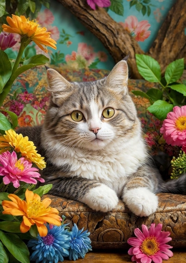 Enjoy puzzel Kat in de bloemen 1000 stukjes