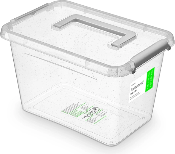 Antibacteriële opbergbox met deksel en handgreep 6,5 l (29 × 20 × 18 cm)