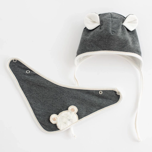 Lente babymutsje met halsdoek New Baby Sebastian, grijs, maat 56 (0–3 m)