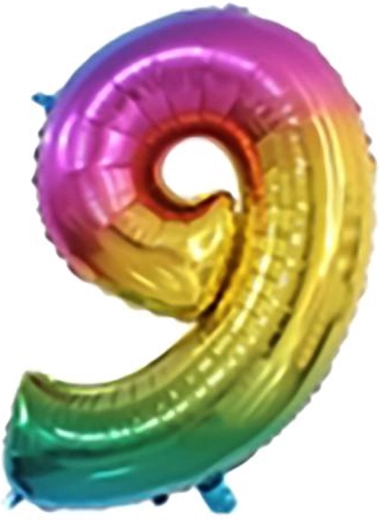 Foliebalon cijfer 9 regenboog 30 cm TORO