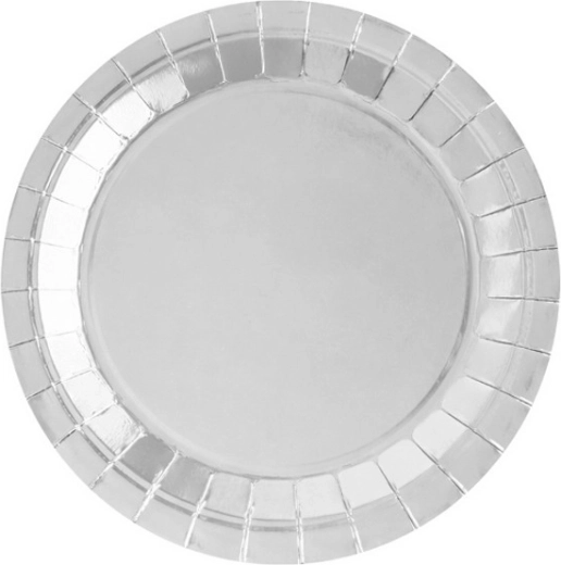 Zilverkleurige papieren borden - 8 stuks