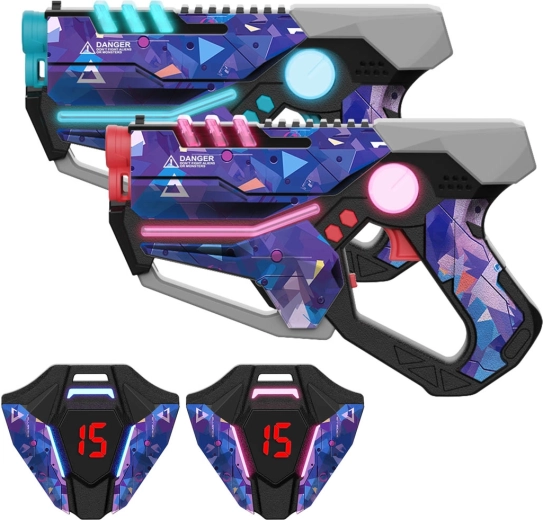 Laserpistolen met vesten en doelen – blauwe set