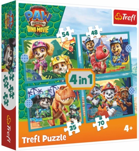 Puzzel 4-in-1 Tlapková patrola (Paw Patrol) Dino Movie – verhalen van het dinosaureiland