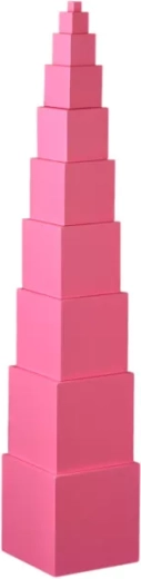 Montessori roze toren van houten kubussen (10 stuks)